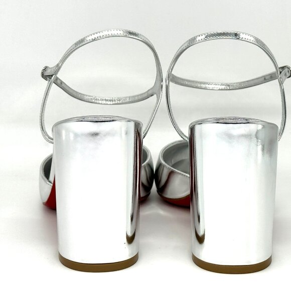 Christian Louboutin JANE PUMP 85 Metallic Leather Ankle Strap Heels Shoes - Picture 11 of 16